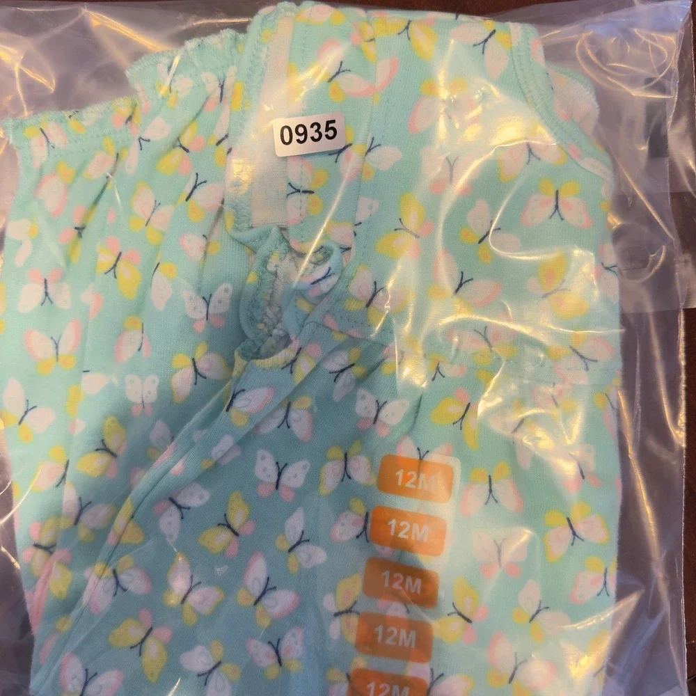 935 | NWT Carter's Butterfly Print Flutter Sleeve Bubble Romper Mint 12M